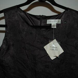 NWT Casual Corner Vintage 90s Y2K 100% Beaded Silk Black Sheath Dress Size 6